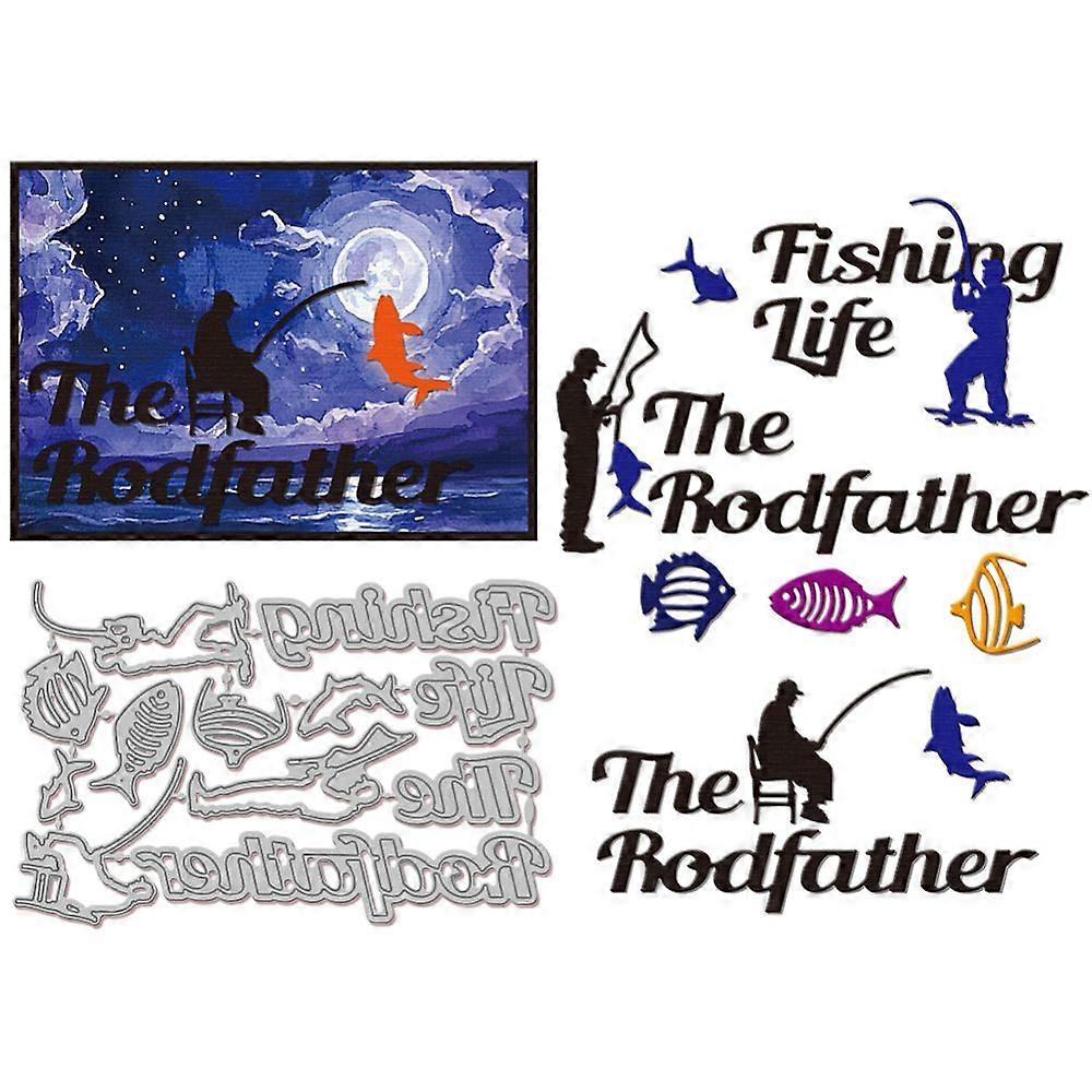 Fishing Theme Carbon Steel Cutting Dies Stencils for DIY Scrapbooking Photo Album Decorative Embossing Paper Card Human 158x98x0.8mm