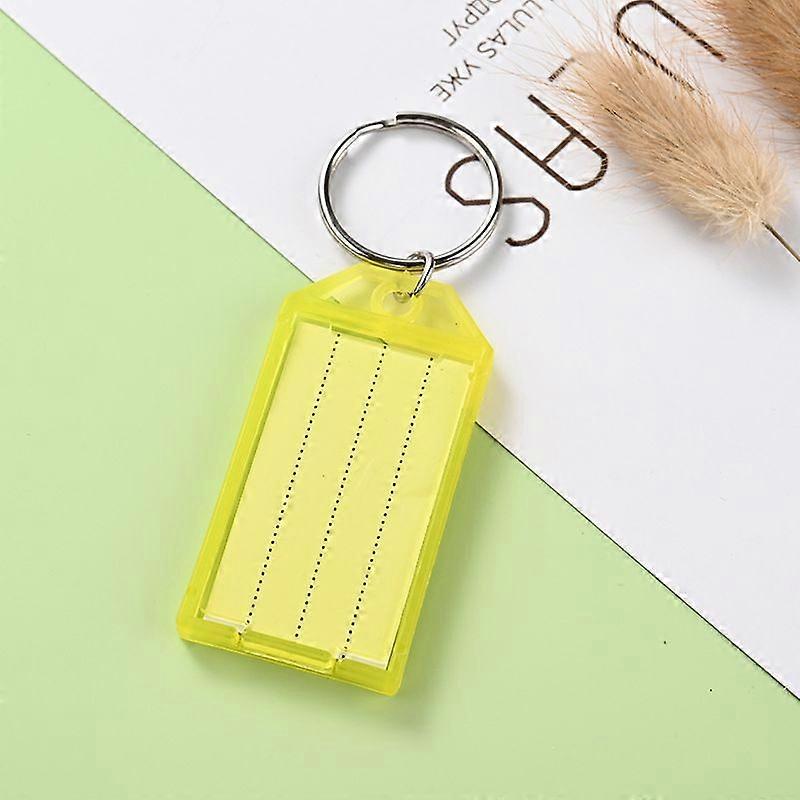 20-pack Hard plastic key tags, key tags with split ring and label window, yellow