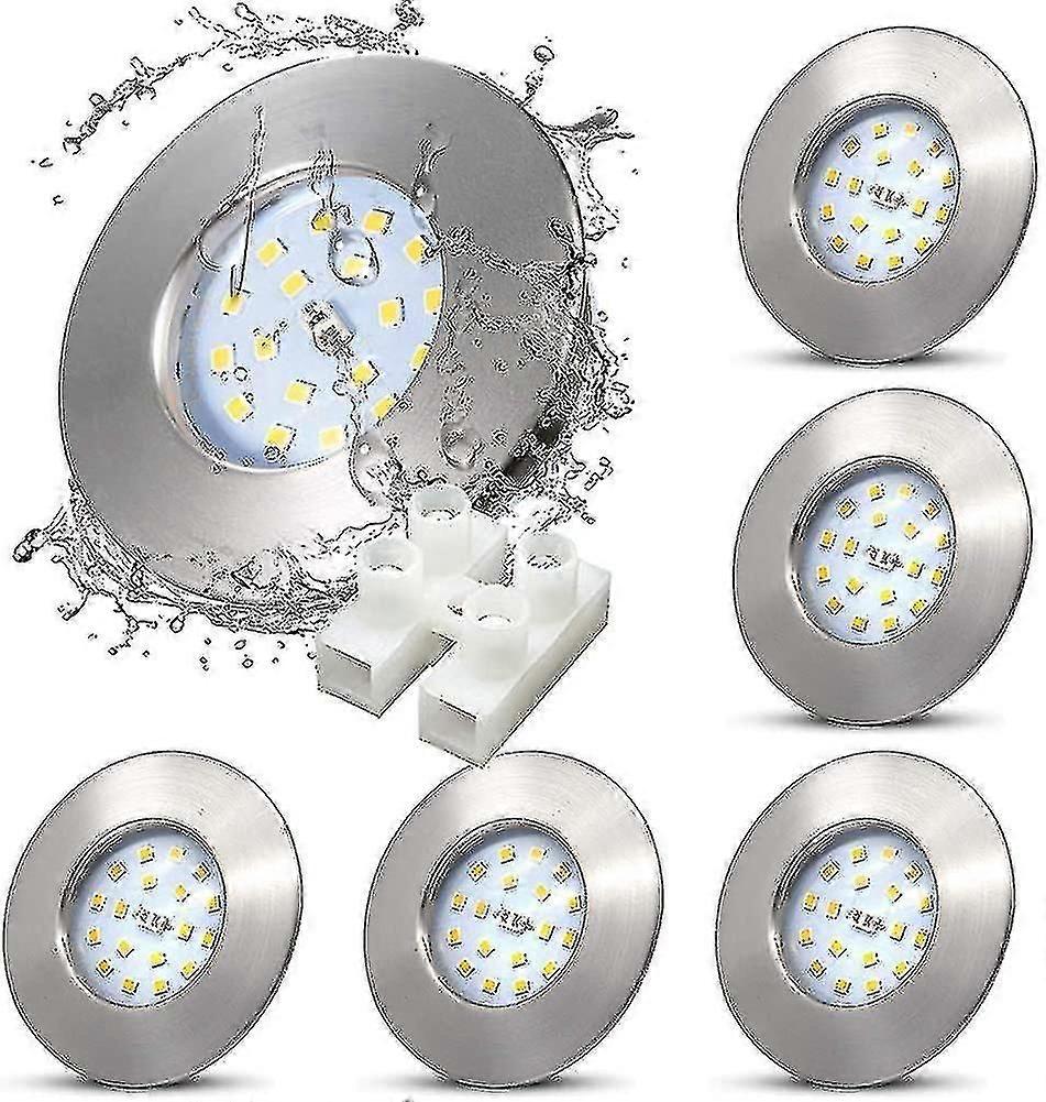 Ip44 Led Recessed Ceiling Spotlights 5w Bathroom LightsSlim Brushed Chrom