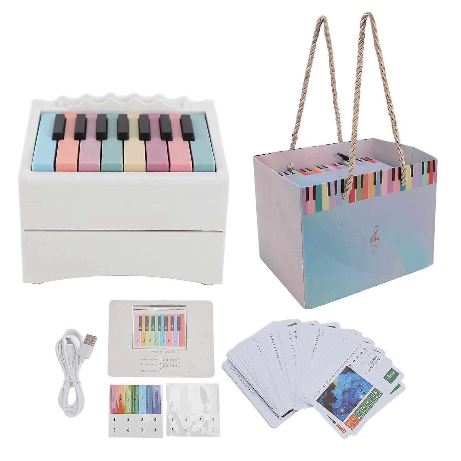 Piano Calendar USB Rechargeable Playable Piano 52 Weekly Calendar Cards with Sheet Music White