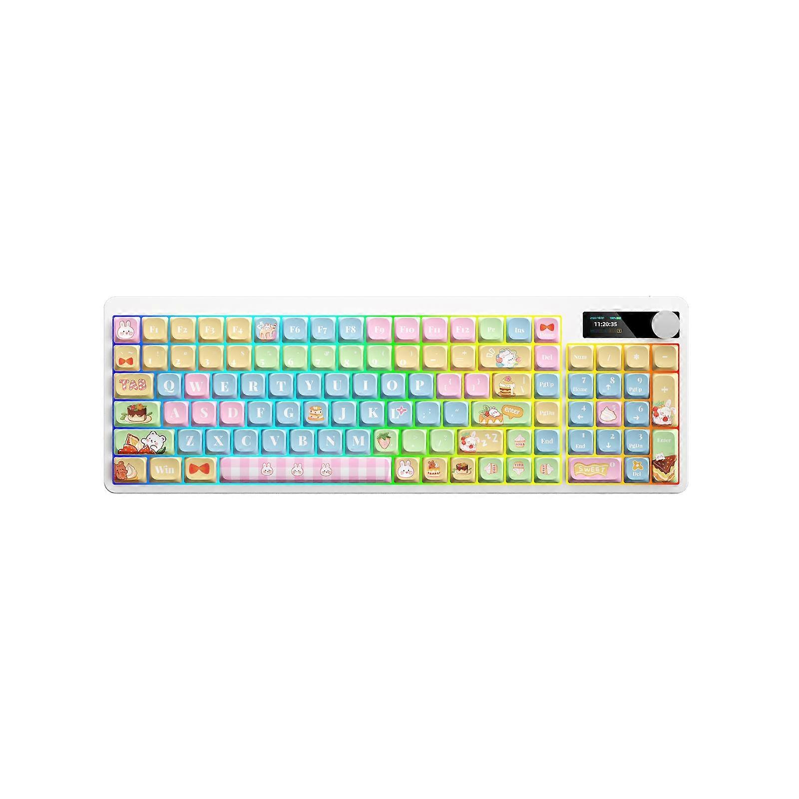 Wireless Mechanical Keyboard with Red Switches Colorful Backlight Full Key Rollover PBT Keycaps Display Metal Knob Gaming Ergonomic Keyboard DIY Set