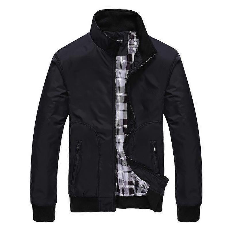 High Quality Handsome Spring Autumn Men's Business Casual Jacket Solid Color Fashion Without Trace Standing Collar M-4XL