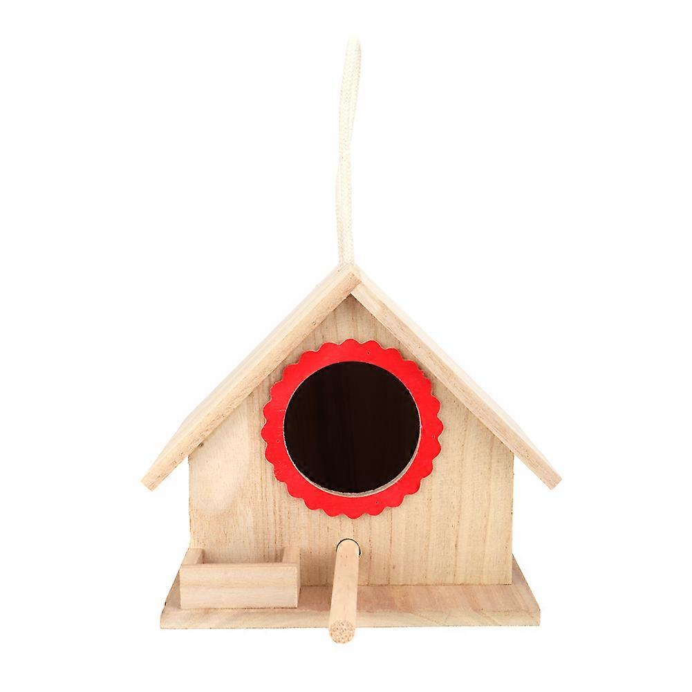 Durable Pine Birdhouse, Hanging Nest for Feeding Station