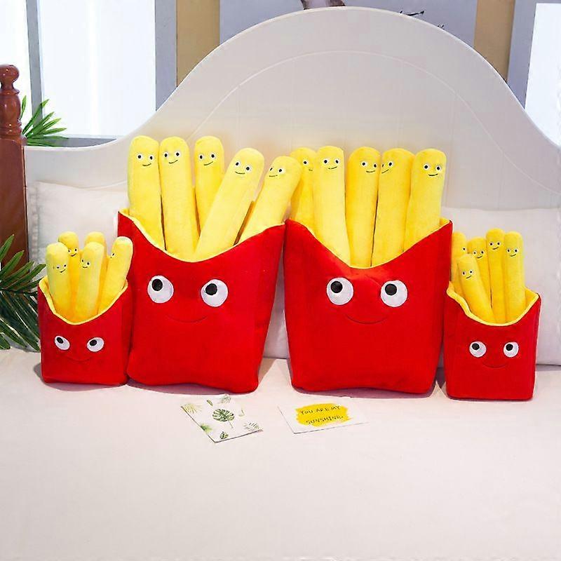 PXCL 40cm Pizza Fries Plush Pillow Toy Cartoon Simulation Pizza French Fries Design Sofa Pillow Stuffed Plush Doll
