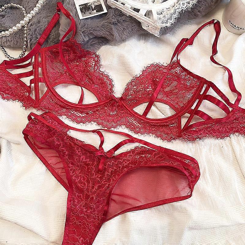 Sexy Hollow Push Up Bra Set for Women Underwear Ultra Thin Breathable Brassiere French Temptation Intimates Female Bralette