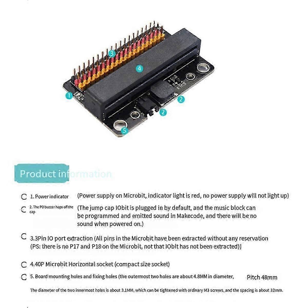 For Micro-bit Expansion Board Bit Horizontal Io Adapter Board Straight Plug Type Solderless Adapter