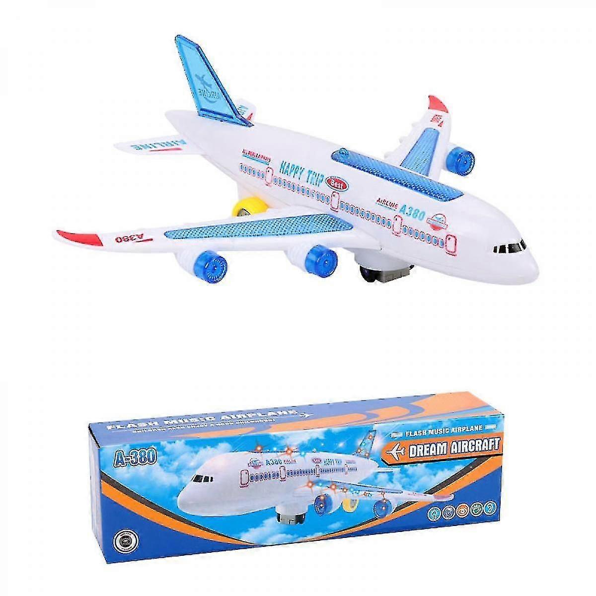 Airplane Toys For Kids, Bump And Go Action, Toddler Toy Plane With Led Flashing Lights And Sounds Fo