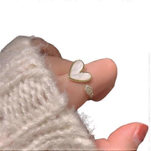 אופנה וינטאג בוהמיה אהבה טבעת פתיחת לב לנשים ילדה חמוד קריסטל טבעות אצבע חלולות מתוק תכשיטים אסתטיים מתנה