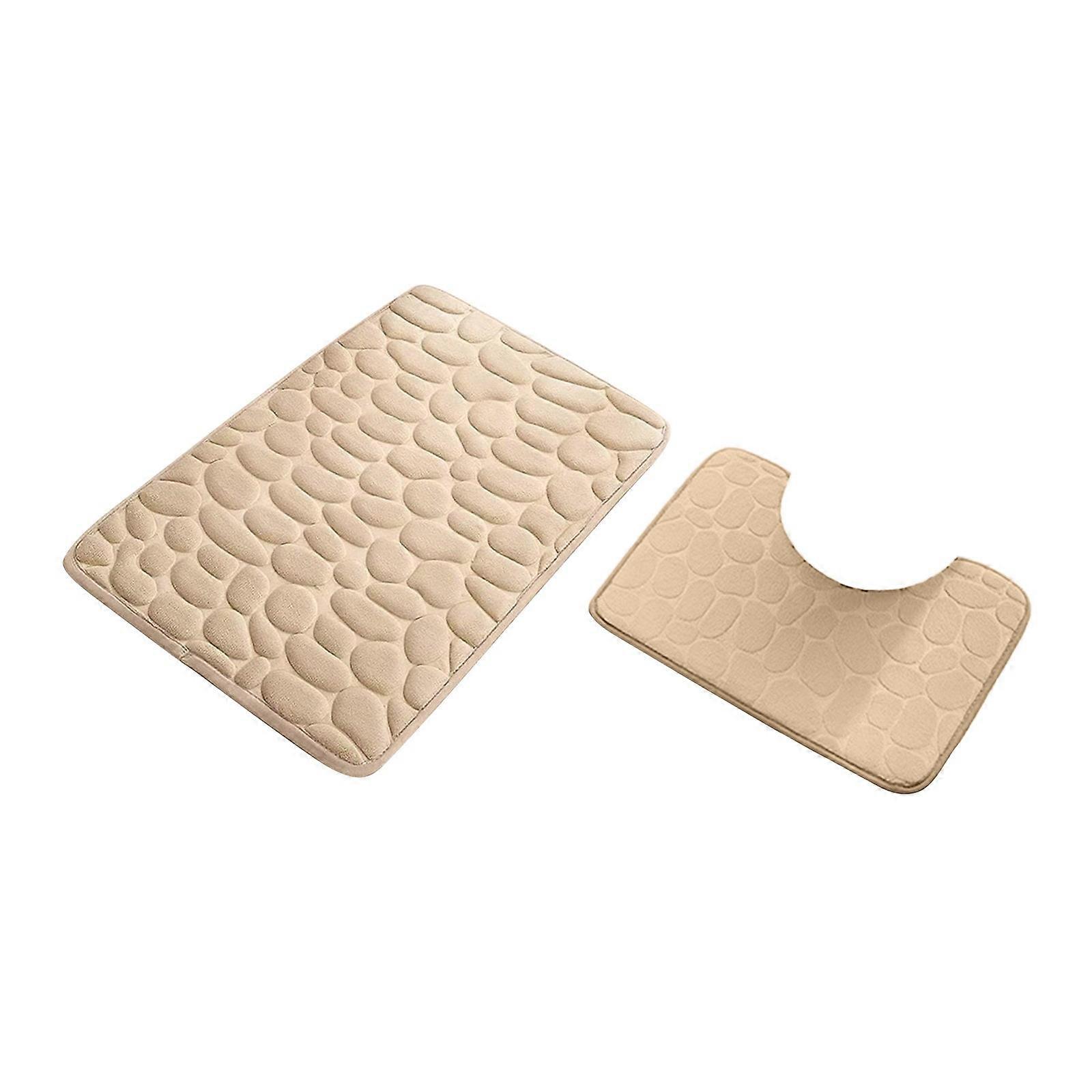 Soft & Absorbent Bathroom Rug Set of 2 – Thick Foam Bath Mat & Toilet Mat with Non-Slip Backing, Machine Washable