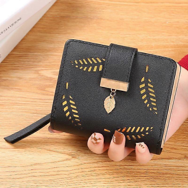 محفظة السيدات محفظة ، حقيبة يد نسائية صغيرة ثنائية الطي من الجلد مع نقود / معرف / حامل بطاقة ائتمان ورقة مجوفة ، السيدات نباتية عملة معدنية محافظ محفظة حقيبة نقود