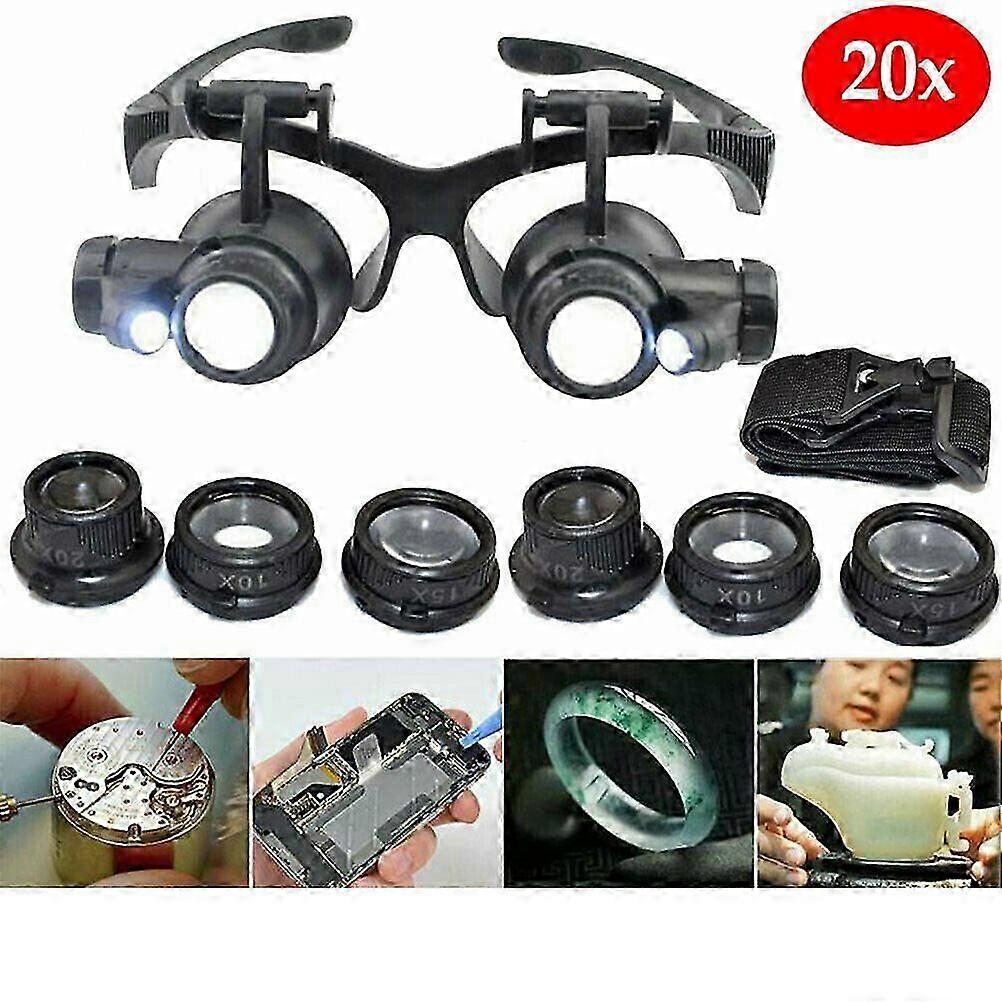 25X 8 Lens Magnifier Head Mount Magnifying Glass Hands Free Magnifier with Light