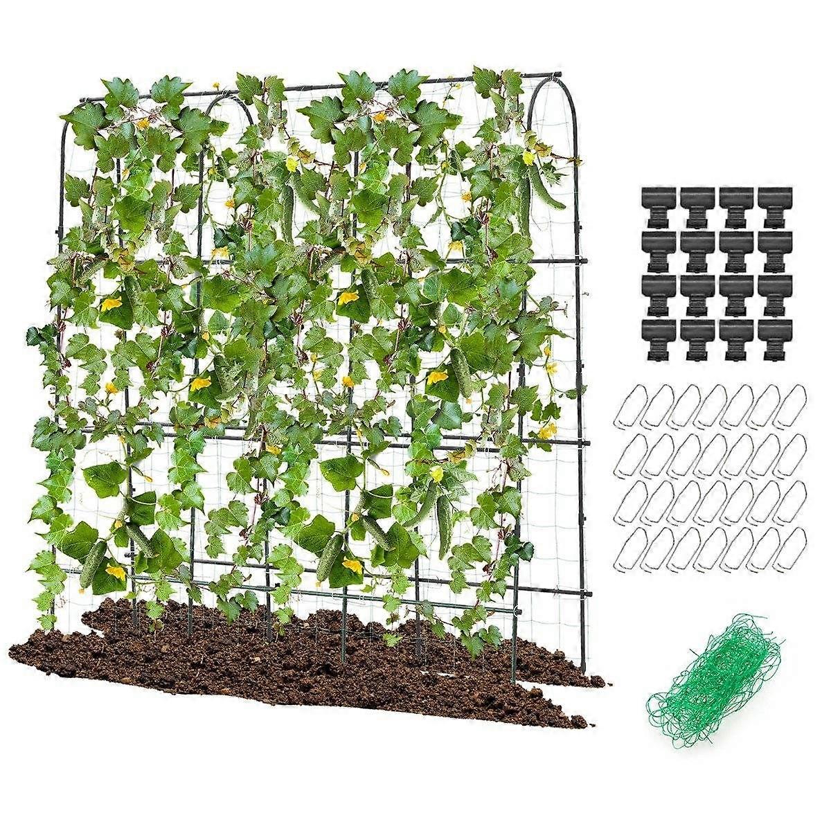 Metal Trellis With Trellis Mesh For Climbing Plants Support U-Shaped Tall Garden Cucumber Trellis