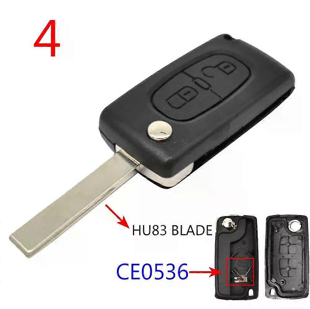 compatible for Peu-geot 308 207 307 3008 5008 807 compatible for Citroen C2 C3 C4 C5 C6 C8 Car Key Remote Flip Key Shell Case 2 Buttons CE0523 CE053