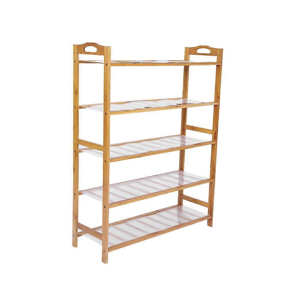 5 Tiers Bamboo Shoe Rack Solid Support Convenient Disassembly & Assembly Shoes Storage Rack