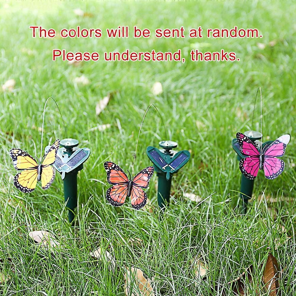 Solar powered garden decoration with dancing butterflies and flying hummingbirds