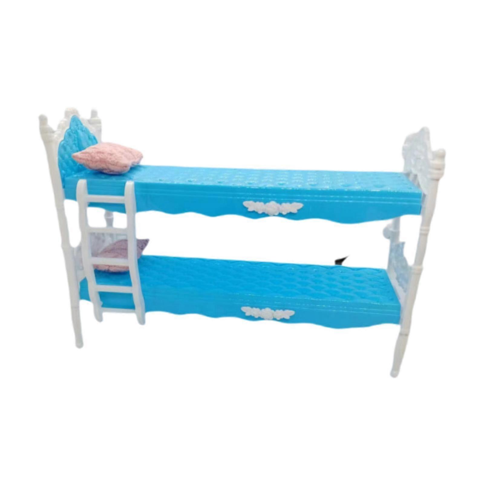 Dollhouse Bunk Bed Pretend Toy Simulation Double Layer Bed Mini Bunk for Scene