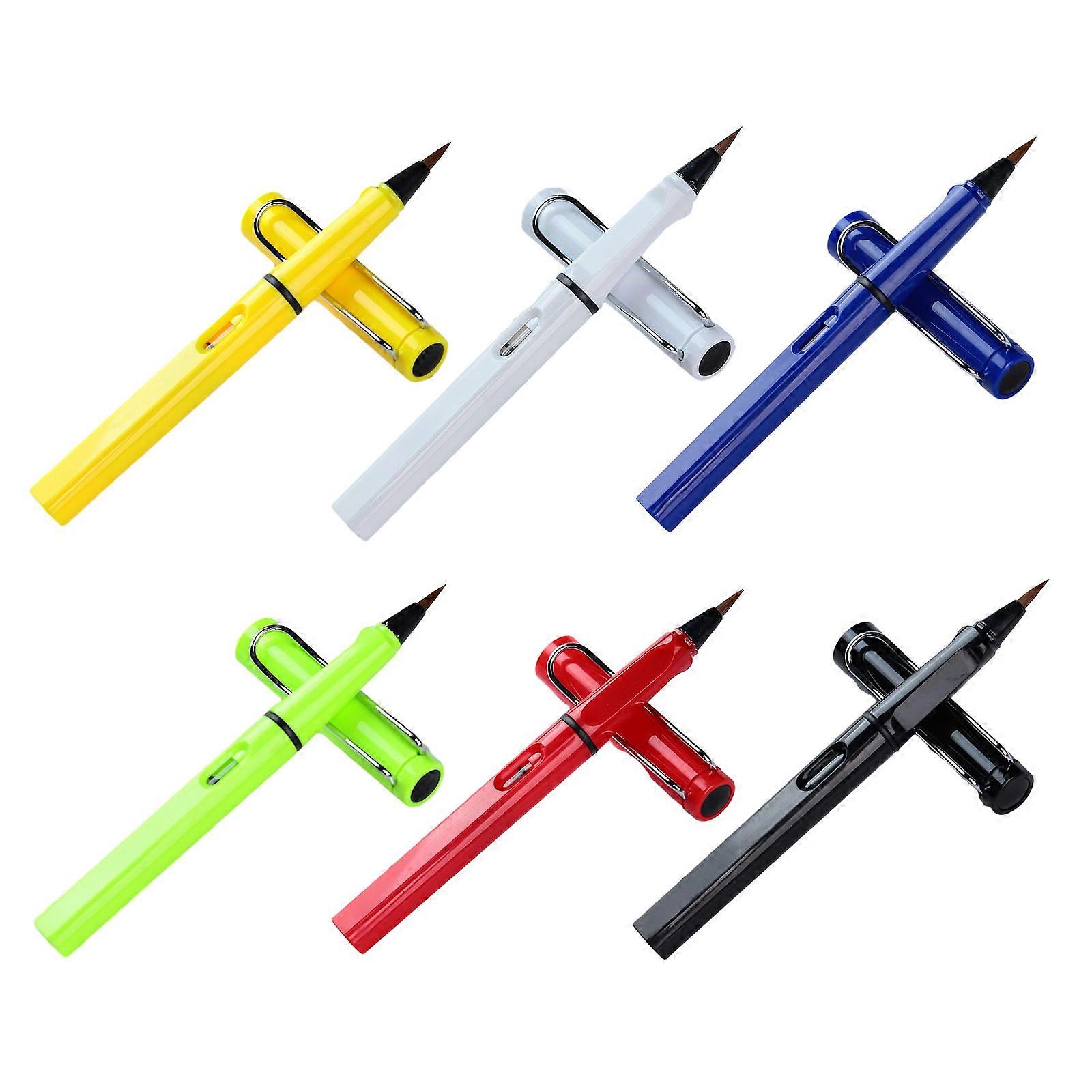 Pack of 6 Soft Tip Fountain Pen Brush Tip Calligraphy Pen Set for Writing and Drawing Refillable Hand Lettering Pens