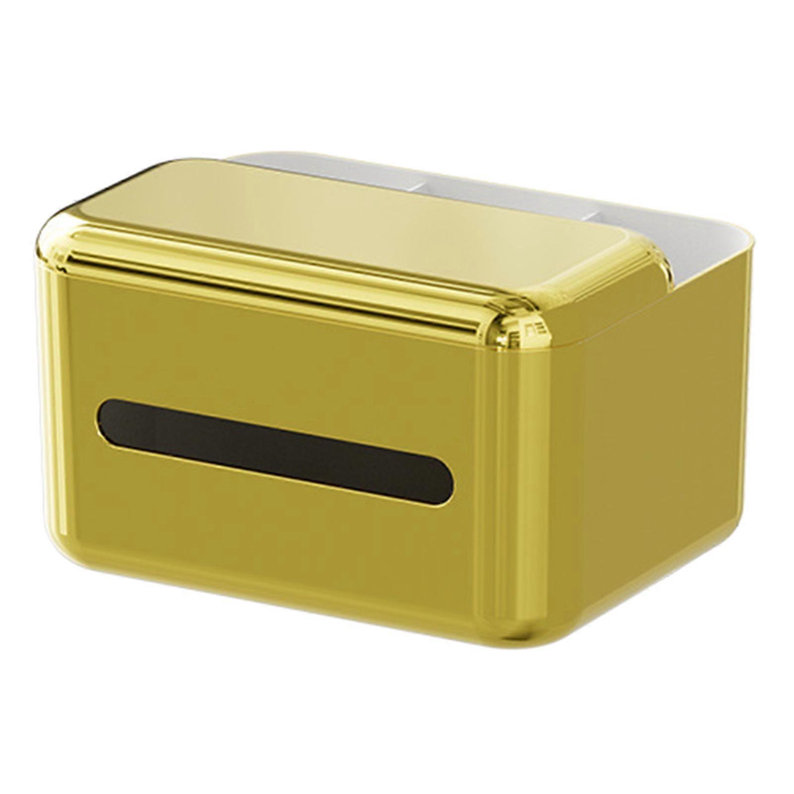 Light Luxury Tissue Storage Box with Lid Compartment Organizer Holder for Home Kitchen Bathroom Dining Table Countertop  gold