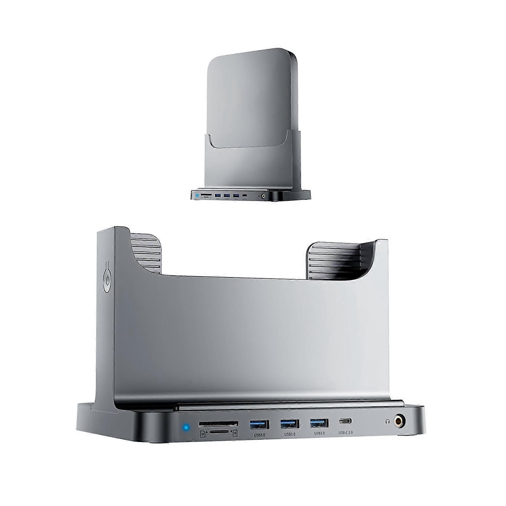 Mac Mini Stand Dock Station Holder in Silver ABS for Desktop Organization and Data Transfer