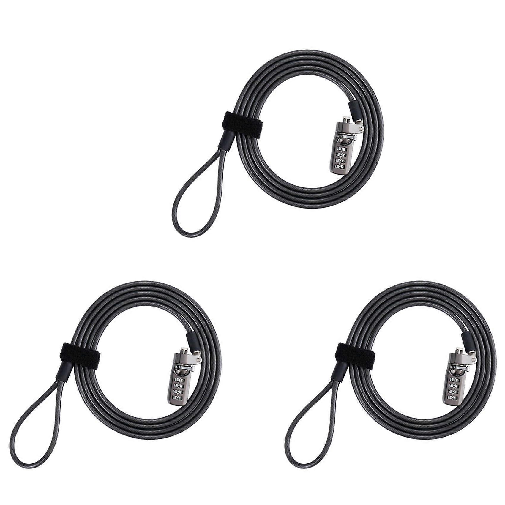 3X Security Anti-Theft Combination Laptop Notebook Cable Lock 4 Digit Password Lock, Black, 750151302