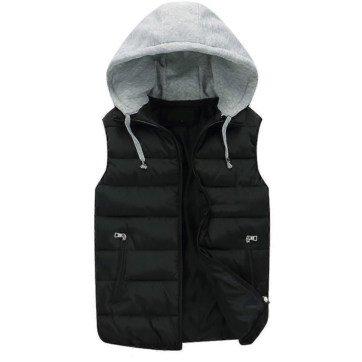 Allthemen Mens leve acolchoado Puffer colete com capuz sem mangas de algodão jaqueta acolchoada