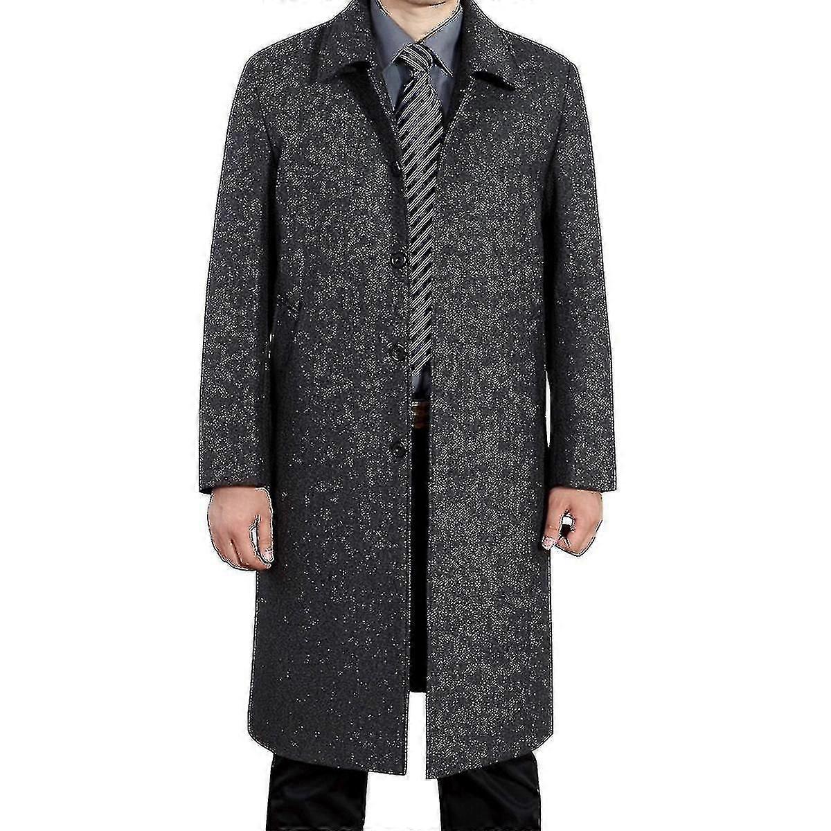 Mens Solid Lapel Wool Autumn &winter Overcoat