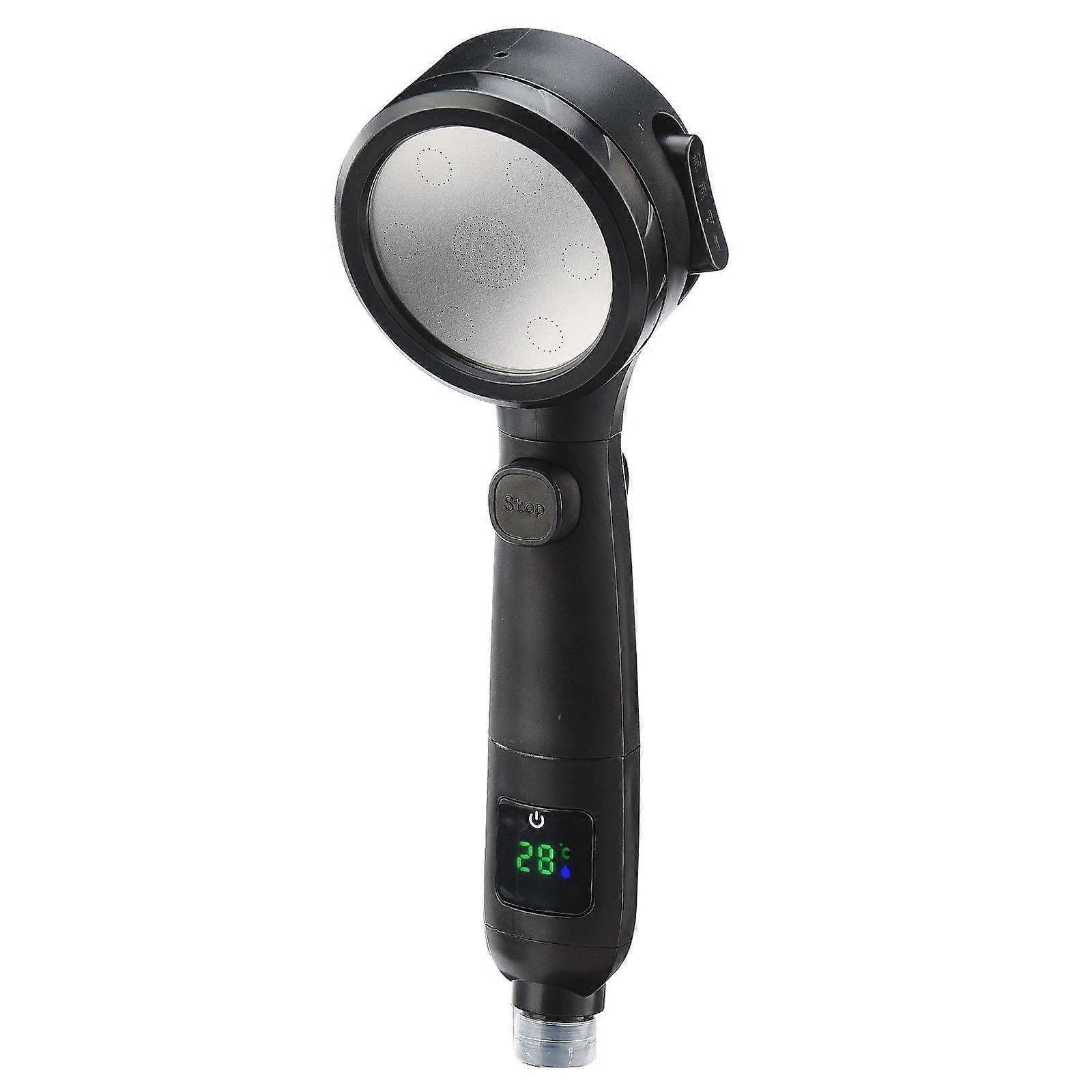 Water-Saving Shower Head with Pressure Increase, 4 Jet Types, Universal Shower Can Display Temperature One Button Pause,100% New