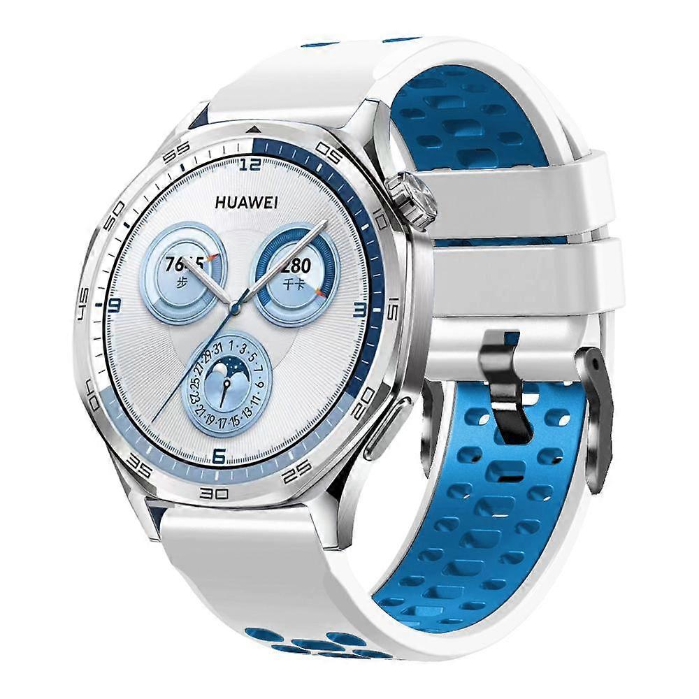 Three-row Hole Breathable Two Color Silicone Watch Band 22mm