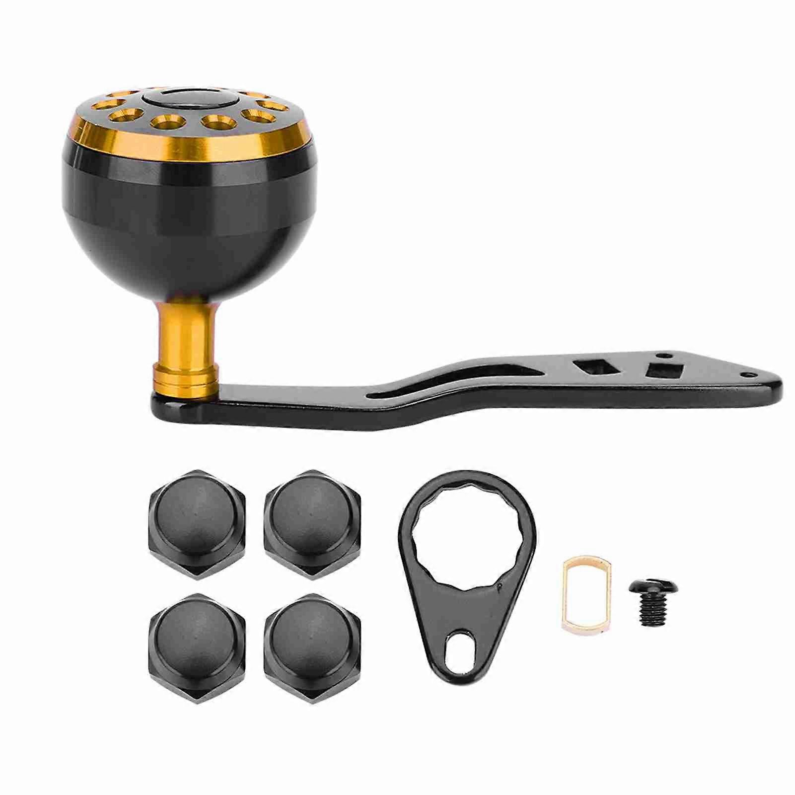 Fishing Reel Handle CNC Knob with Replacement Accessories (Black & Gold)