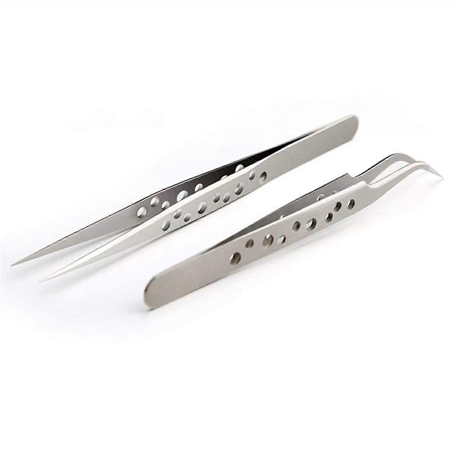 Craft Tweezers Precision Stainless Steel Two-Piece Anti-Static Curved Straight Tip Forceps for Electronics and Phone Repair Tools