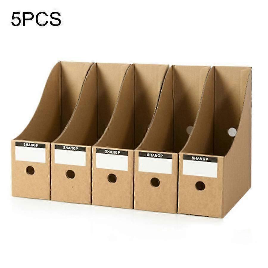 5 Pack Kraft Paper Document File Holders  Sturdy Cardboard Storage Box