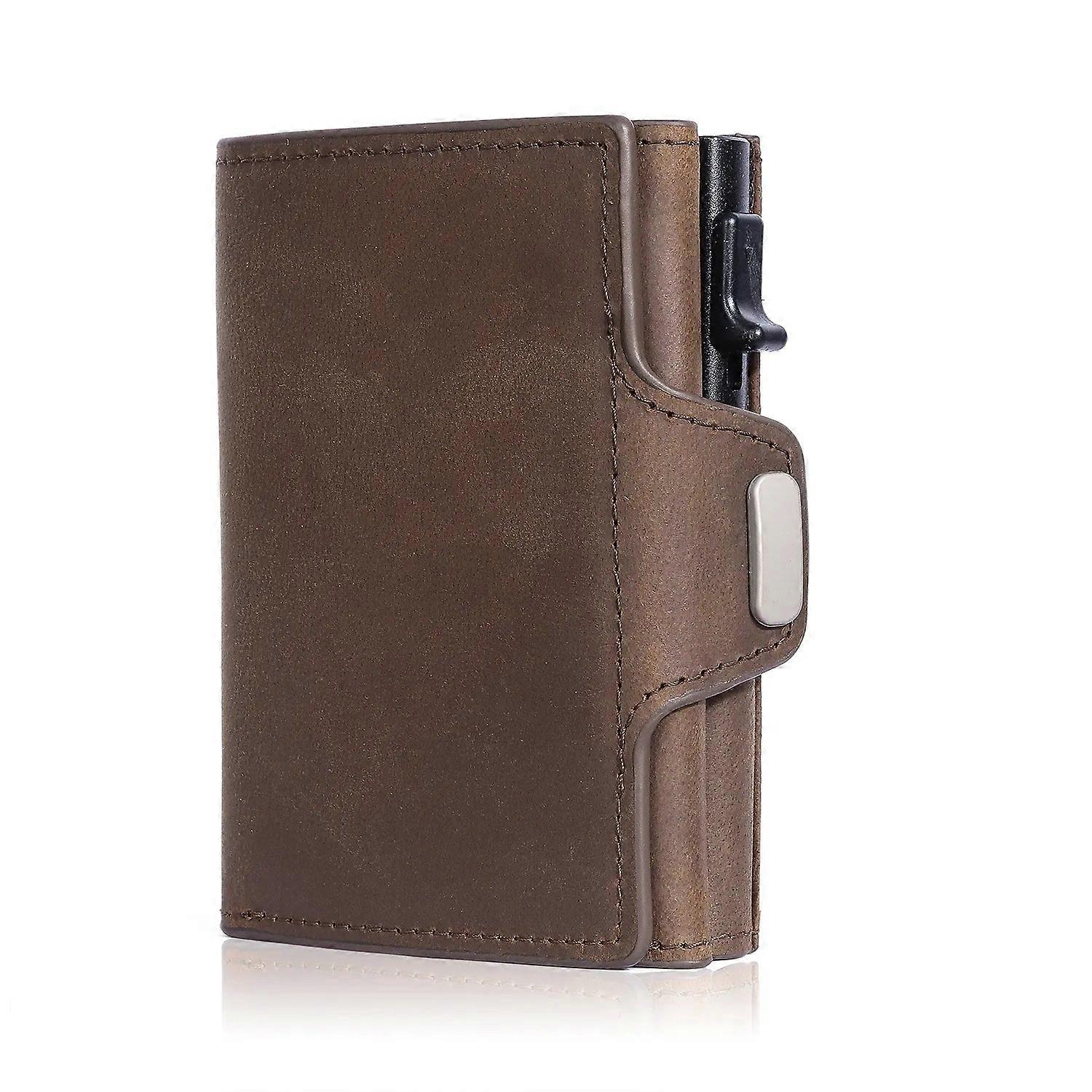 Pop Up Credit Card Case With Rfid Protection Genuine Leather Wallet