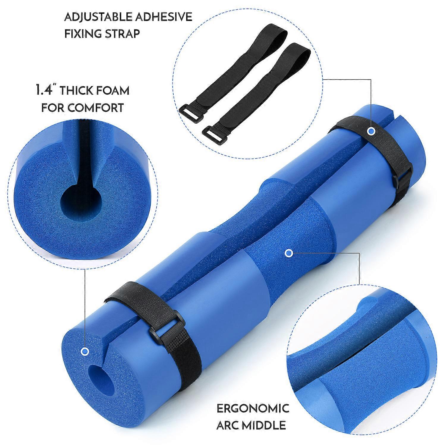 Barbell Squat Pad Neck Shoulder Protective Pad Support with Fixing Straps for Squats Lunges Hip Thrusts Weight Lifting Bar Pad