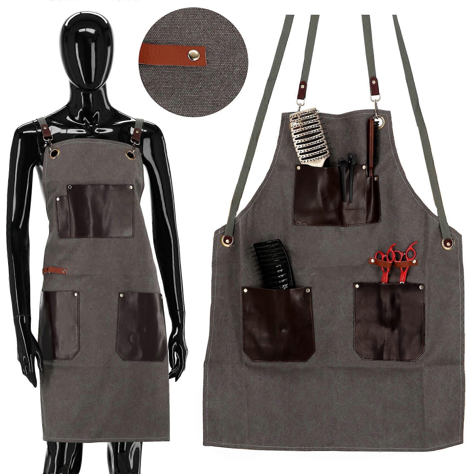 Barber forklæde læder klipning kappe barber grå