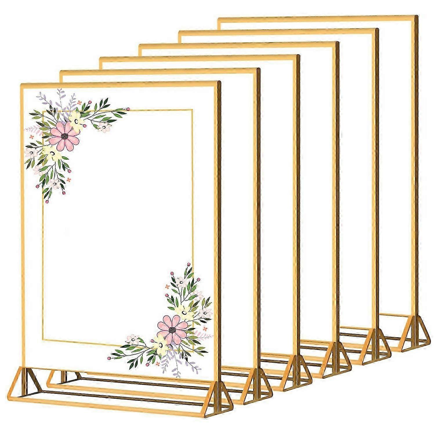 6Pcs 10 x 15cm Vertical Sign Menu Holder T Shaped Double Sided Acrylic Clear Display Stand