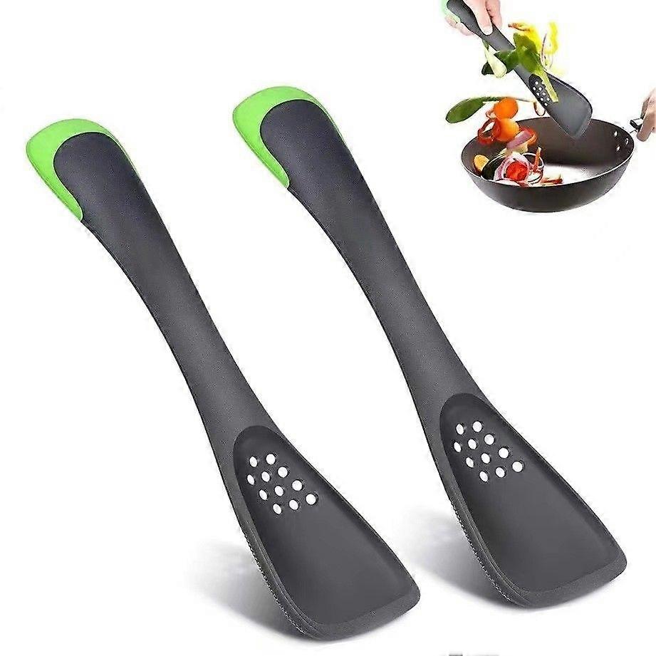 5-in-1 Silicone Kitchen Utensils Set, Slotted Spoon, Screwdriver, Cutting Tool, Solid Spoon and Spatula in Solid Grey
