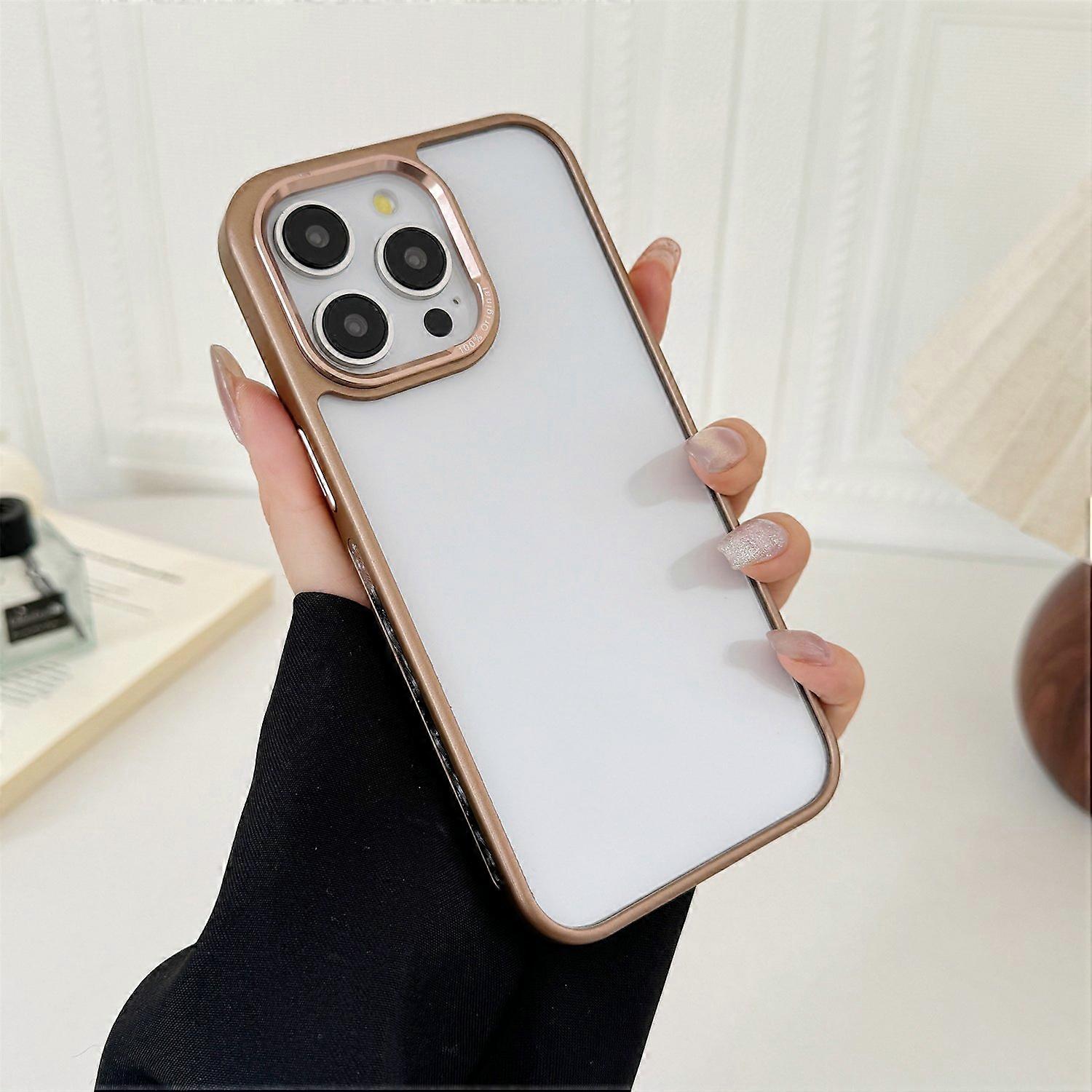For iPhone 15 Pro Clear Phone Case Electroplating Edge PC Acrylic Back Cover
