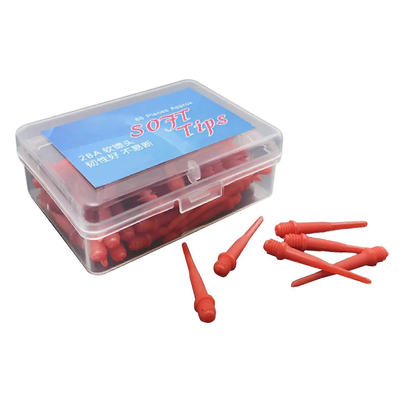 80PCS Professional Plastic Dart Tip Enduring Soft Tip Point Needle 2BA Replacement Tip for Standard 2BA Thread  Red