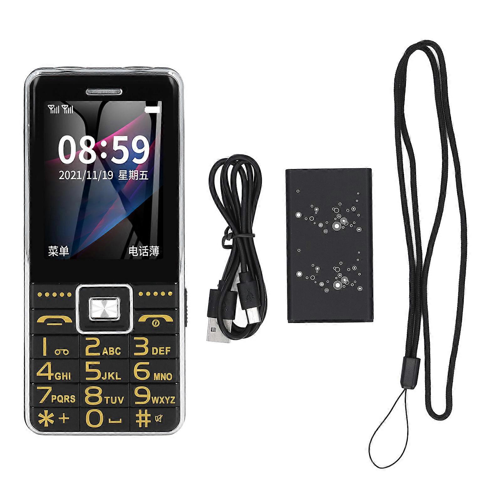 Big Button Cell Phone 2.4in Screen GSM Network, 3 Card Slot Basic Mobile Phone with Bluetooth FM Radio for Elderly Kids Black