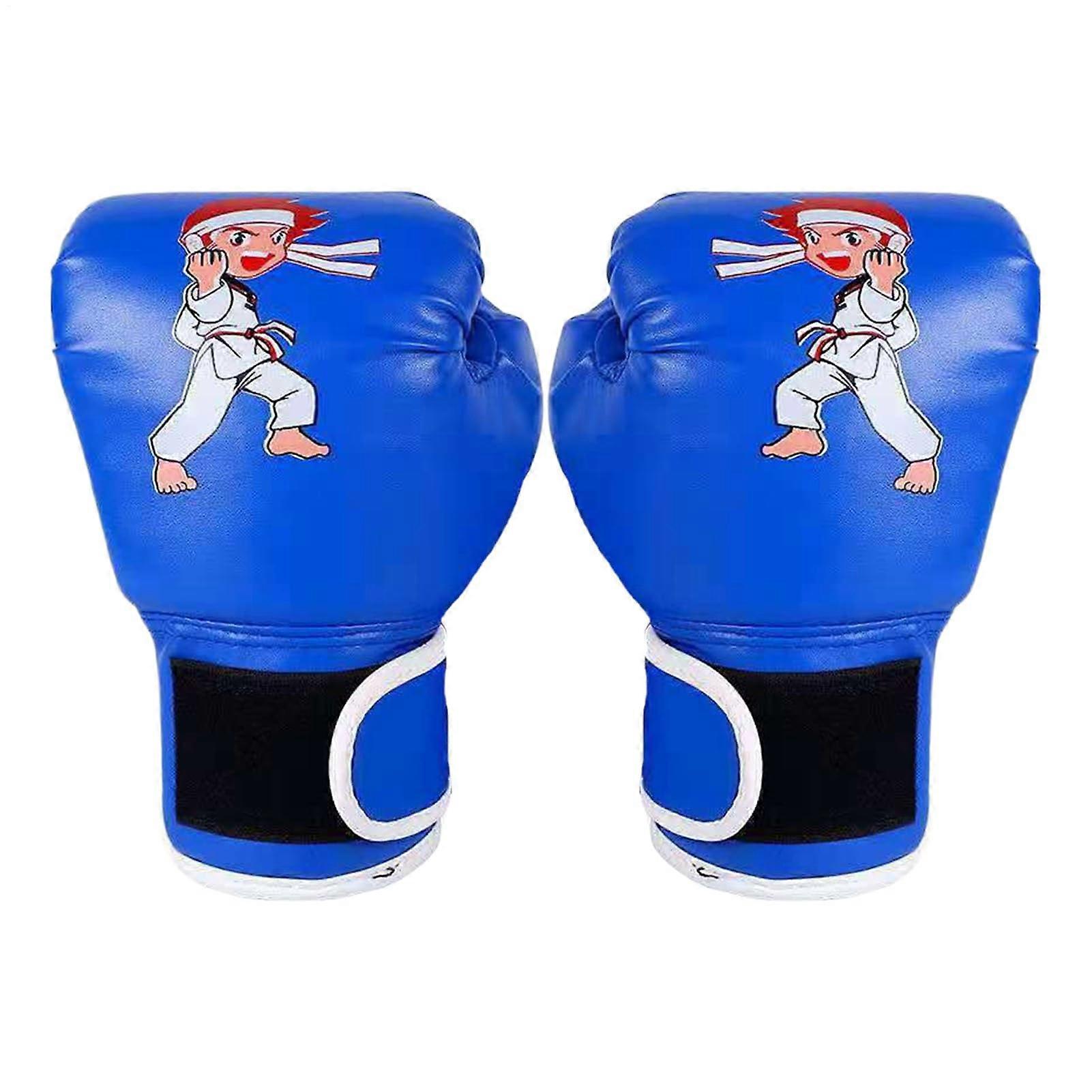 Kinder boxing gloves durable leather, wrist support for 313 years, blue