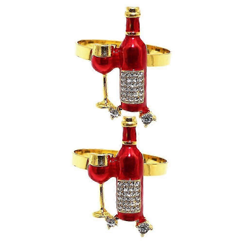 2er-Pack Strass Serviettenringe - Flaschenbecher Design für Hochzeits-/Valentinstagsdekoration