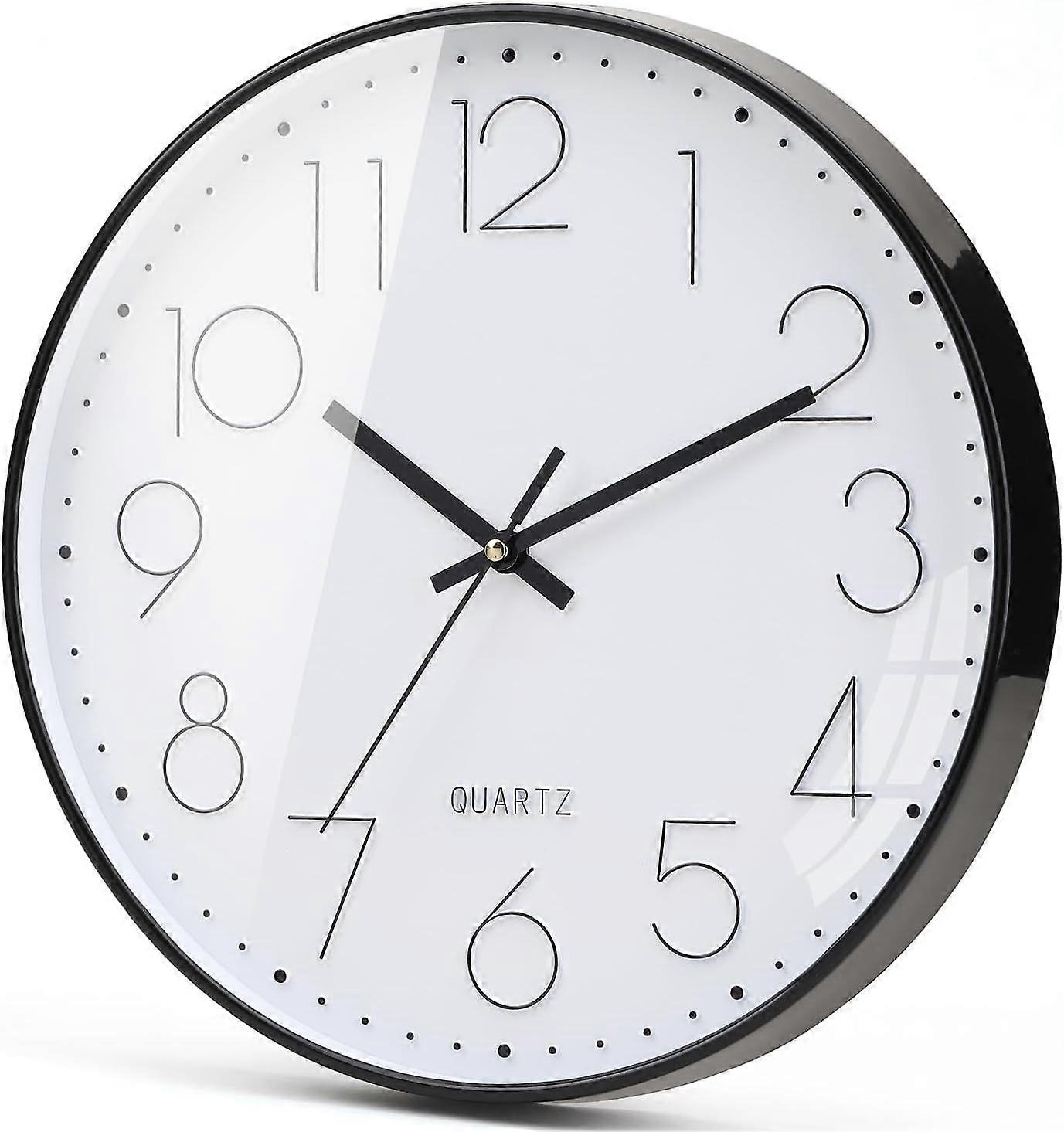 Wall Clock 12 Inch Non-ticking Silent Quartz Decorative Clocks with Stereoscopic Dial Ultra-Quiet Movement Quartz