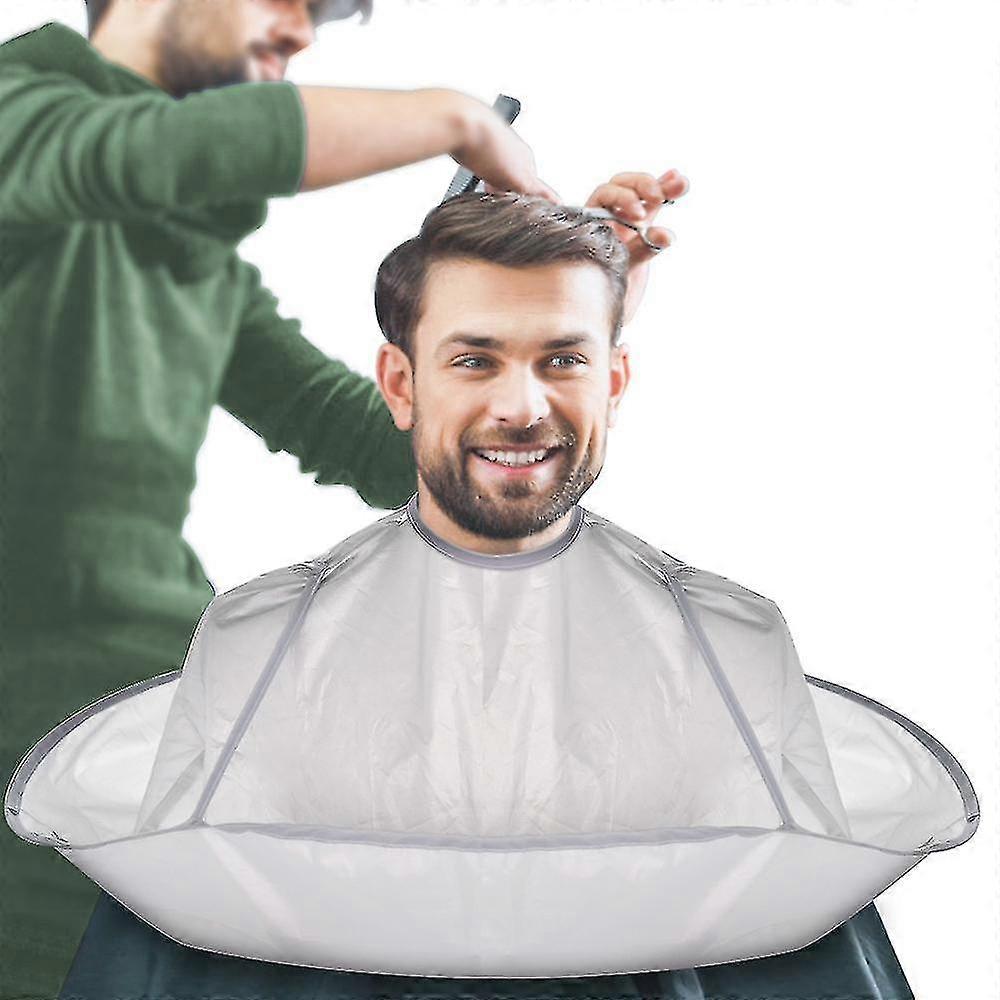 Barber cape for wet shaving with self-adhesive strap