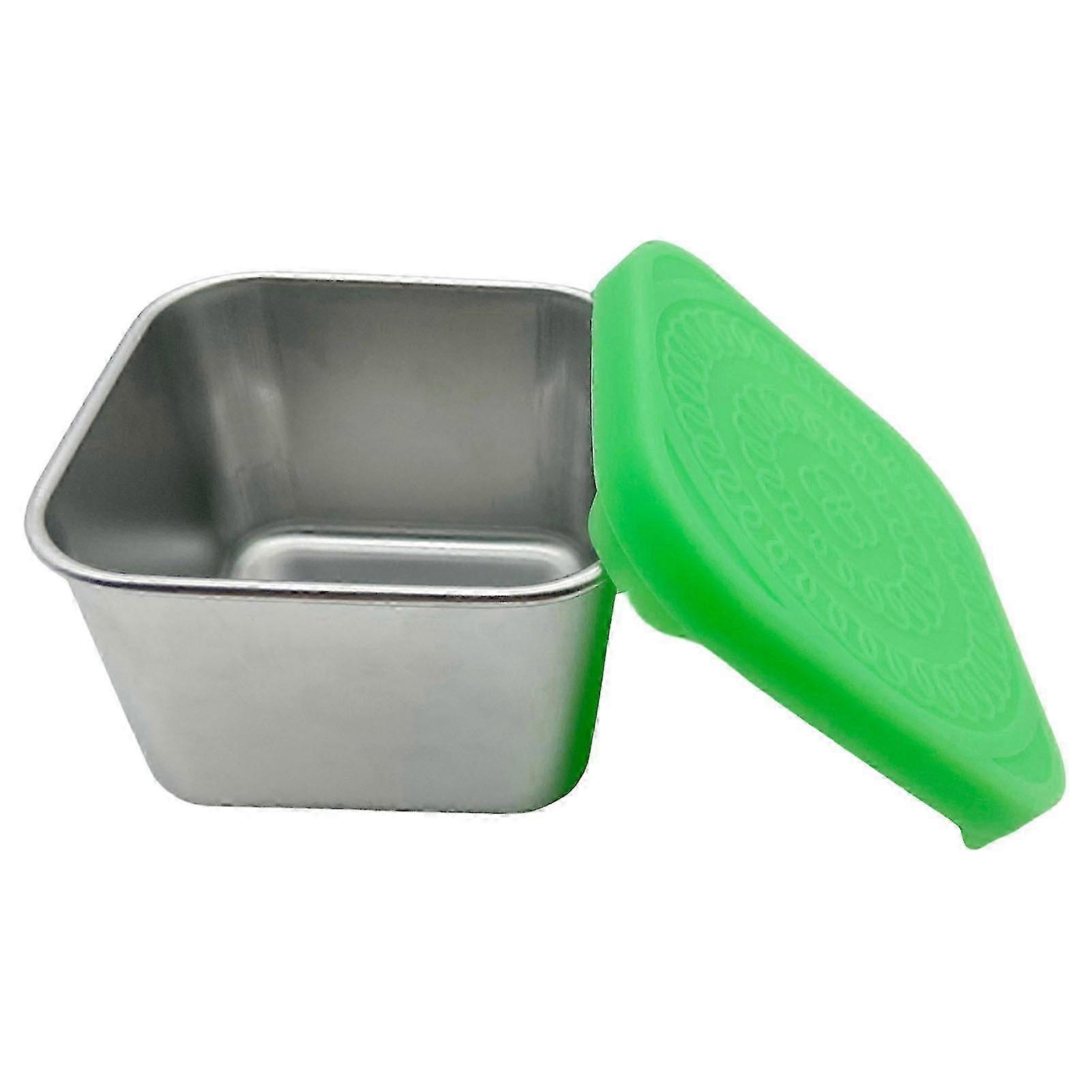 Stainless Steel Square Sauce Container with Secure Lid for Salad Dressing and Condiments