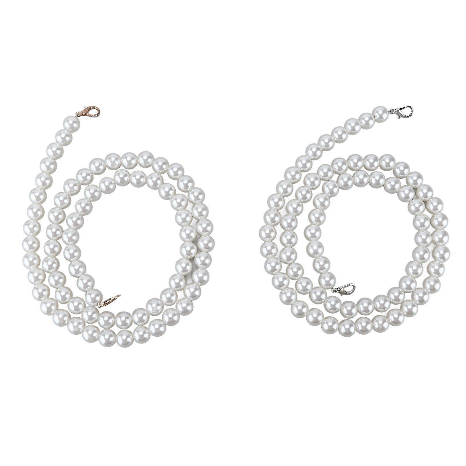 2025 Latest Model  2Pcs Imitation Pearl Chains Purse Handle Strap Handbag