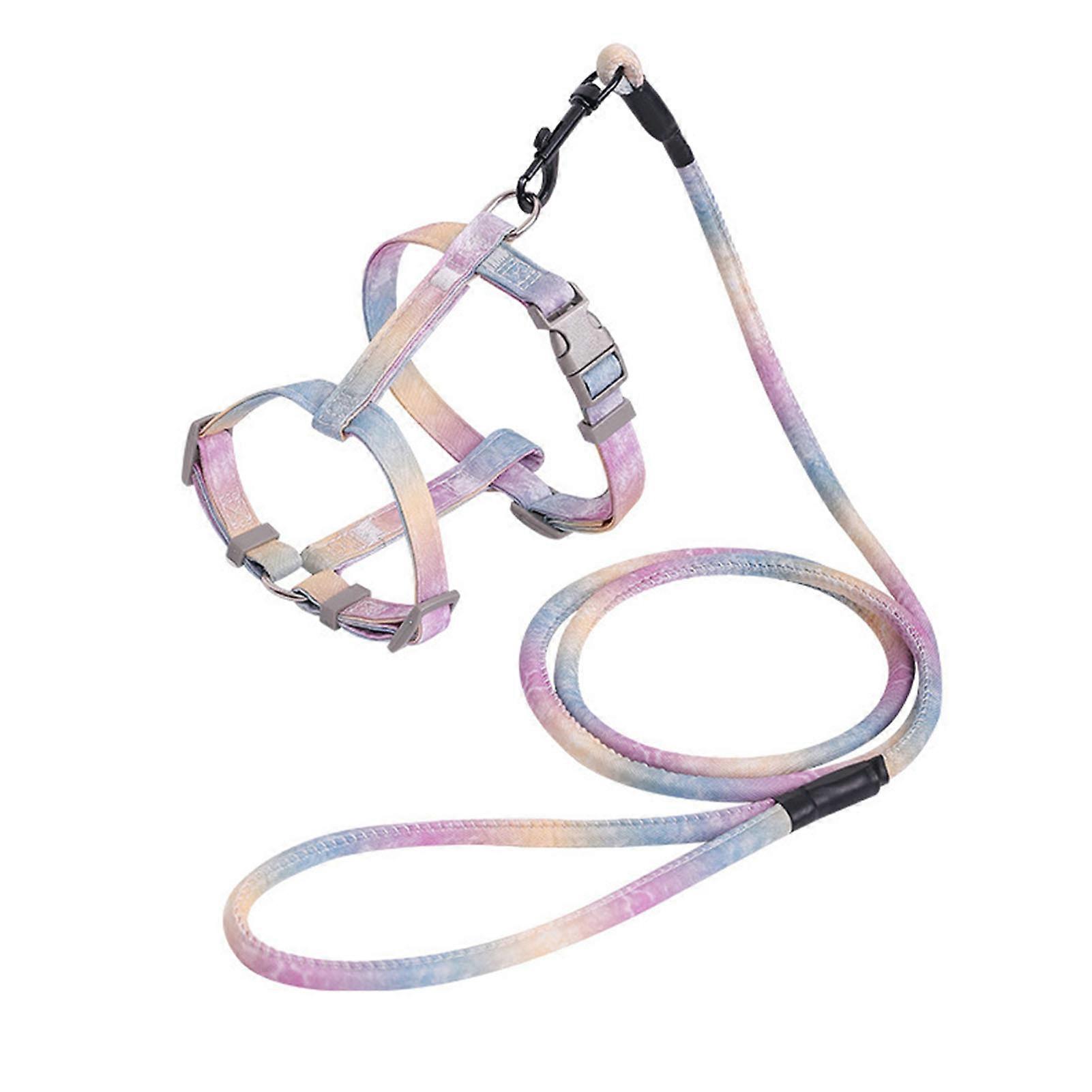 Cat Harness with Leash, Gradient Color, Soft Polyester, Non-Slip Buckle, Dog Vest, for Outdoor Walking, Size S (Neck Circumference 15-20cm)
