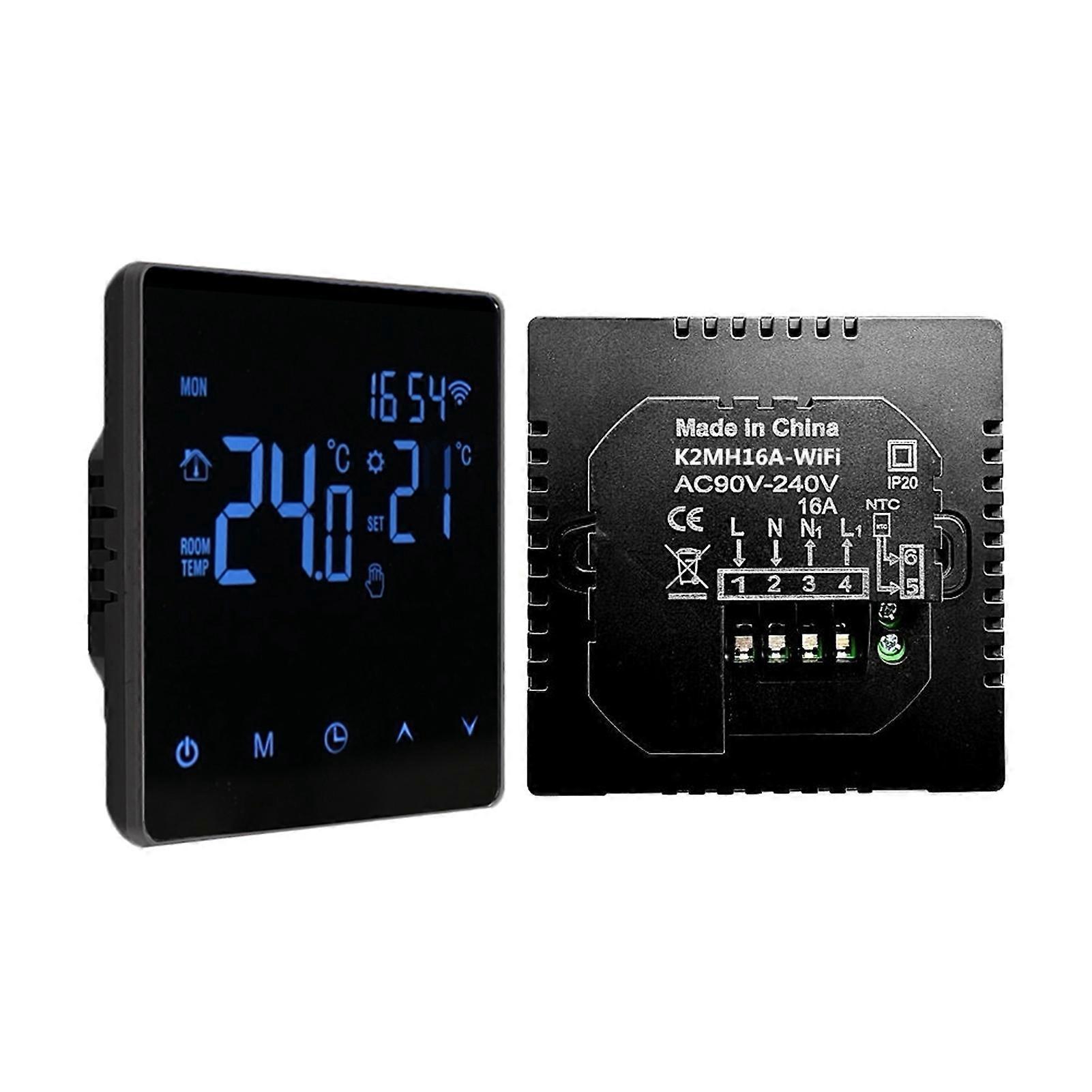 WiFi Smart Thermostat 3A Touch Screen 86x86mm Black/White
