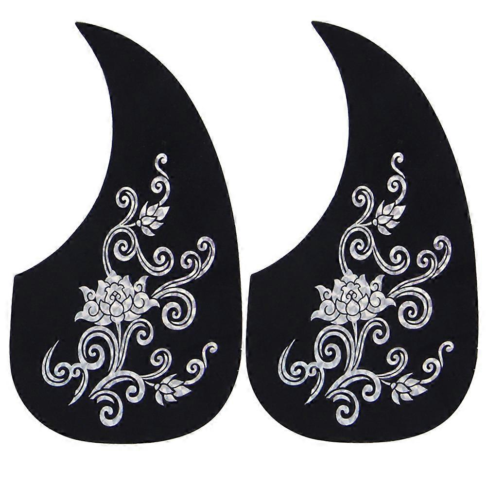 Acoustic Guitar Pickguard Comma Shape Scratch-Resistant Silver 2Pack