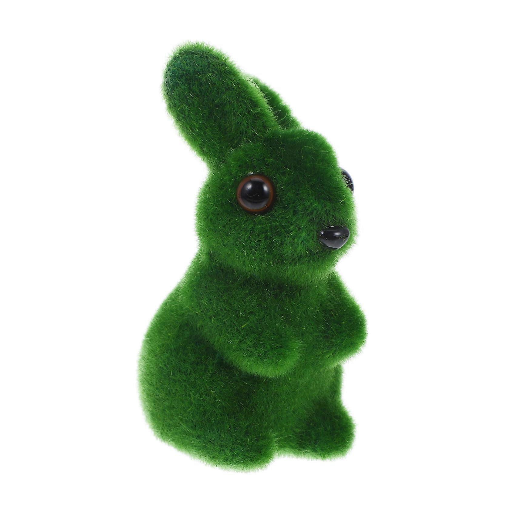 Moss Rabbit Artificial Statue for Aquarium and Garden Decoration – Miniature Plush Rabbit Figure, Small Foam Green Garden Animal