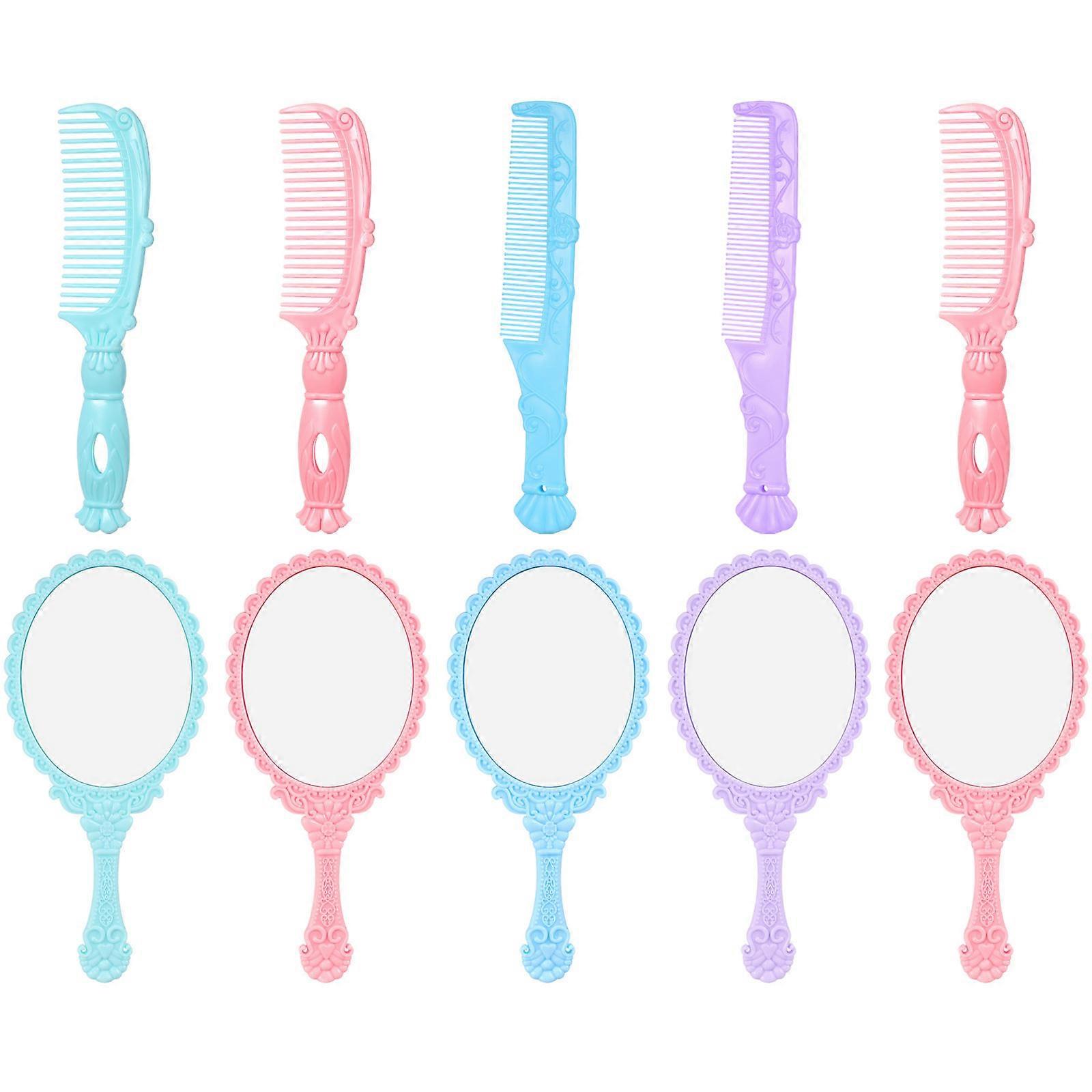 Compact Grooming Mirror Handheld Retro Mirror Oval Shape For Friends Halloween Decor 5Sets